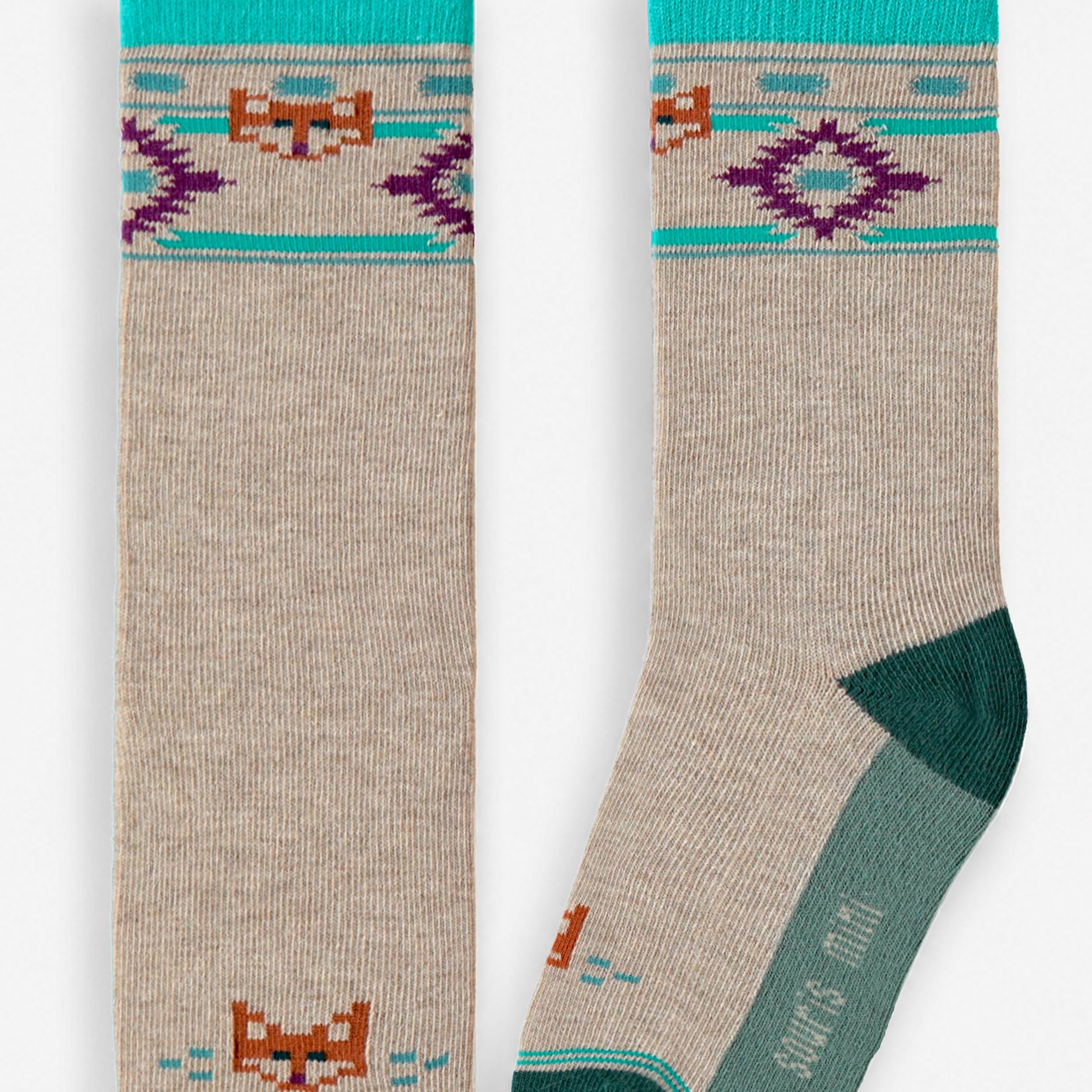Beige geometric print socks, child boy