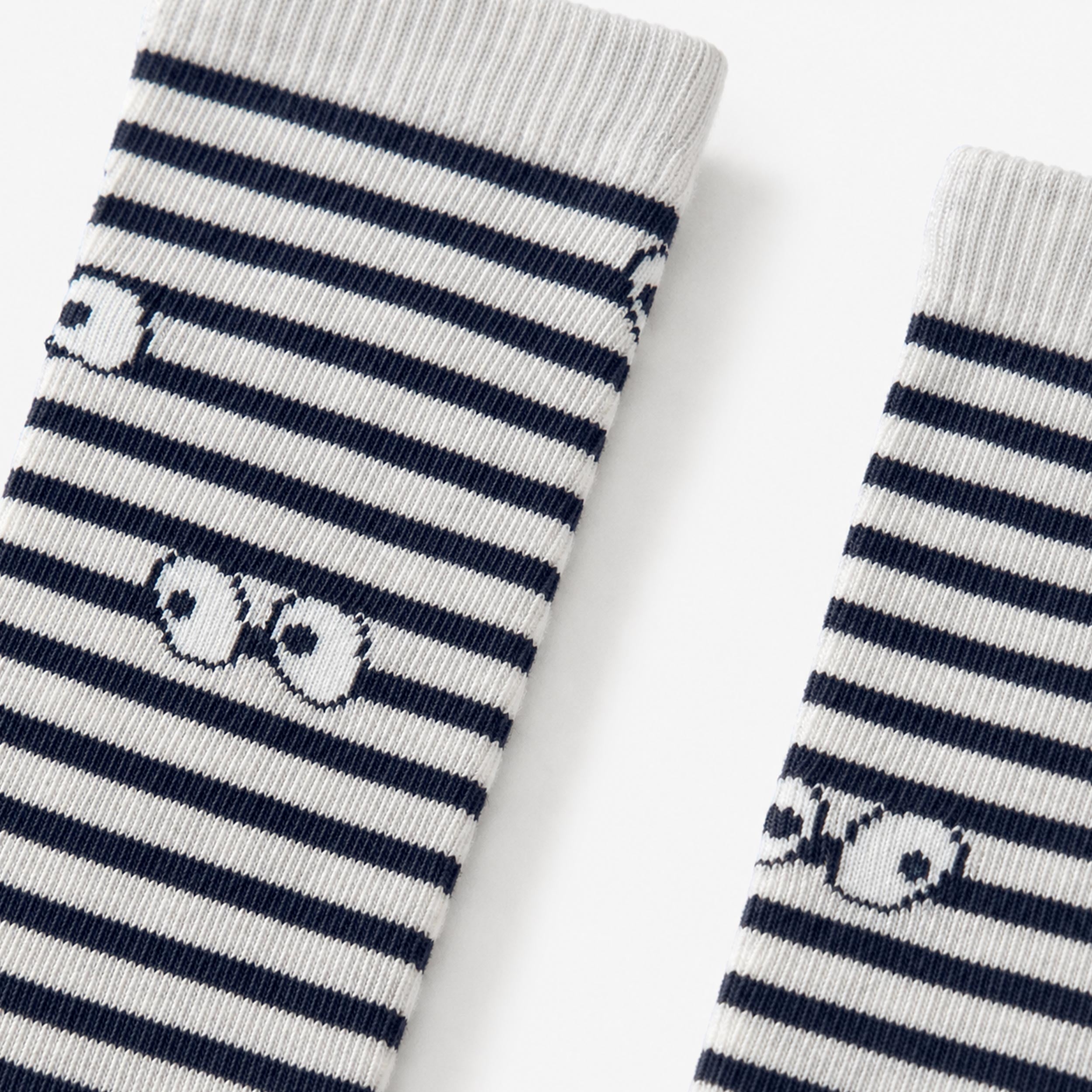 Cream striped animal print socks, child boy