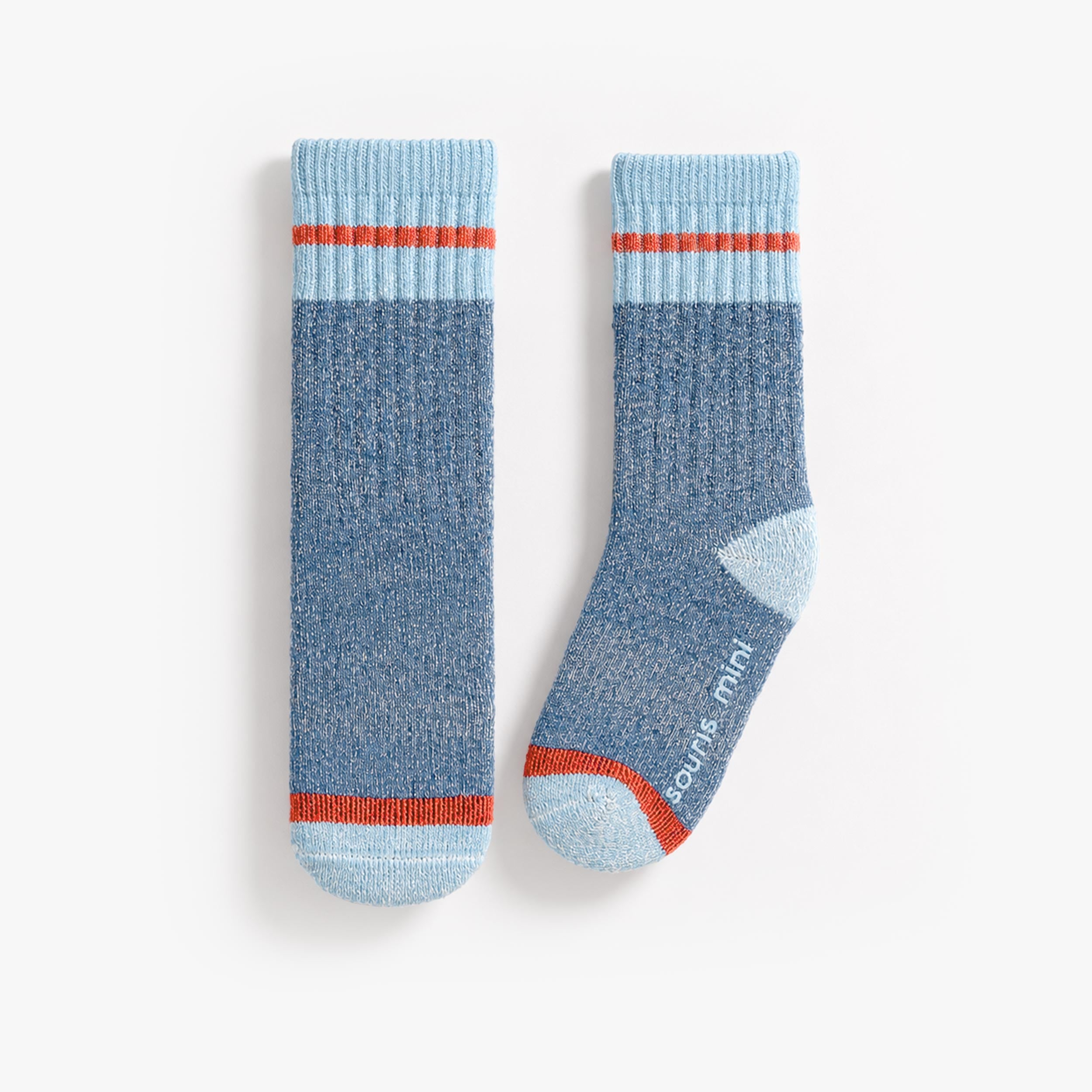 Chaussettes bleues en laine mérinos, enfant