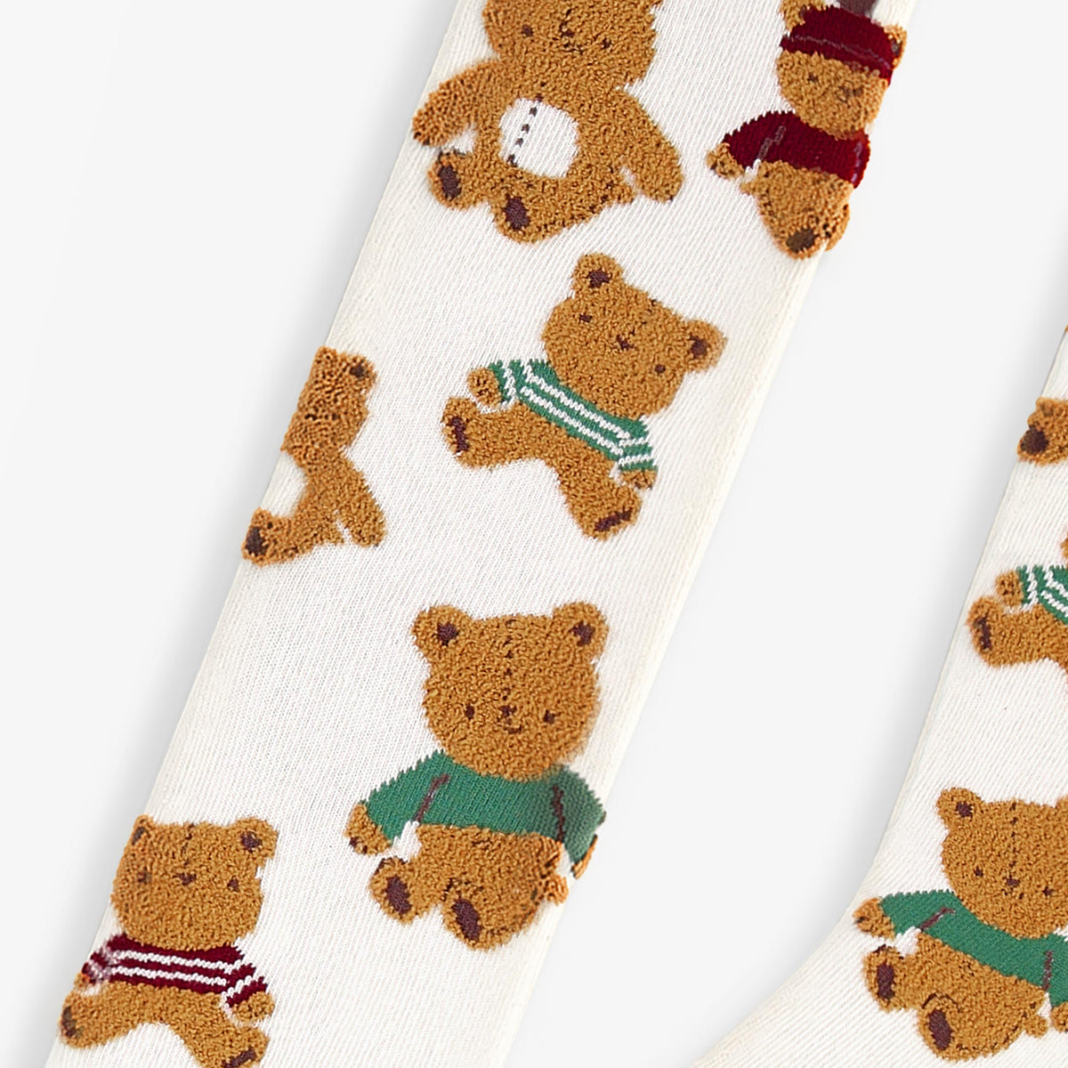 Cream bear print socks, adult