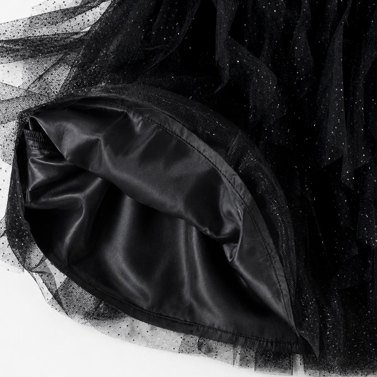 Shiny black tulle skirt, child