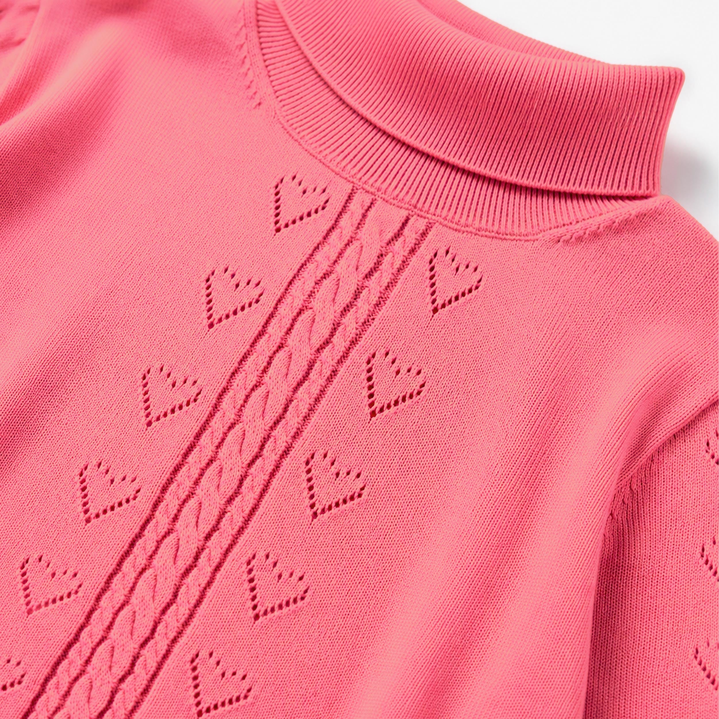 Pink turtleneck knit sweater, child
