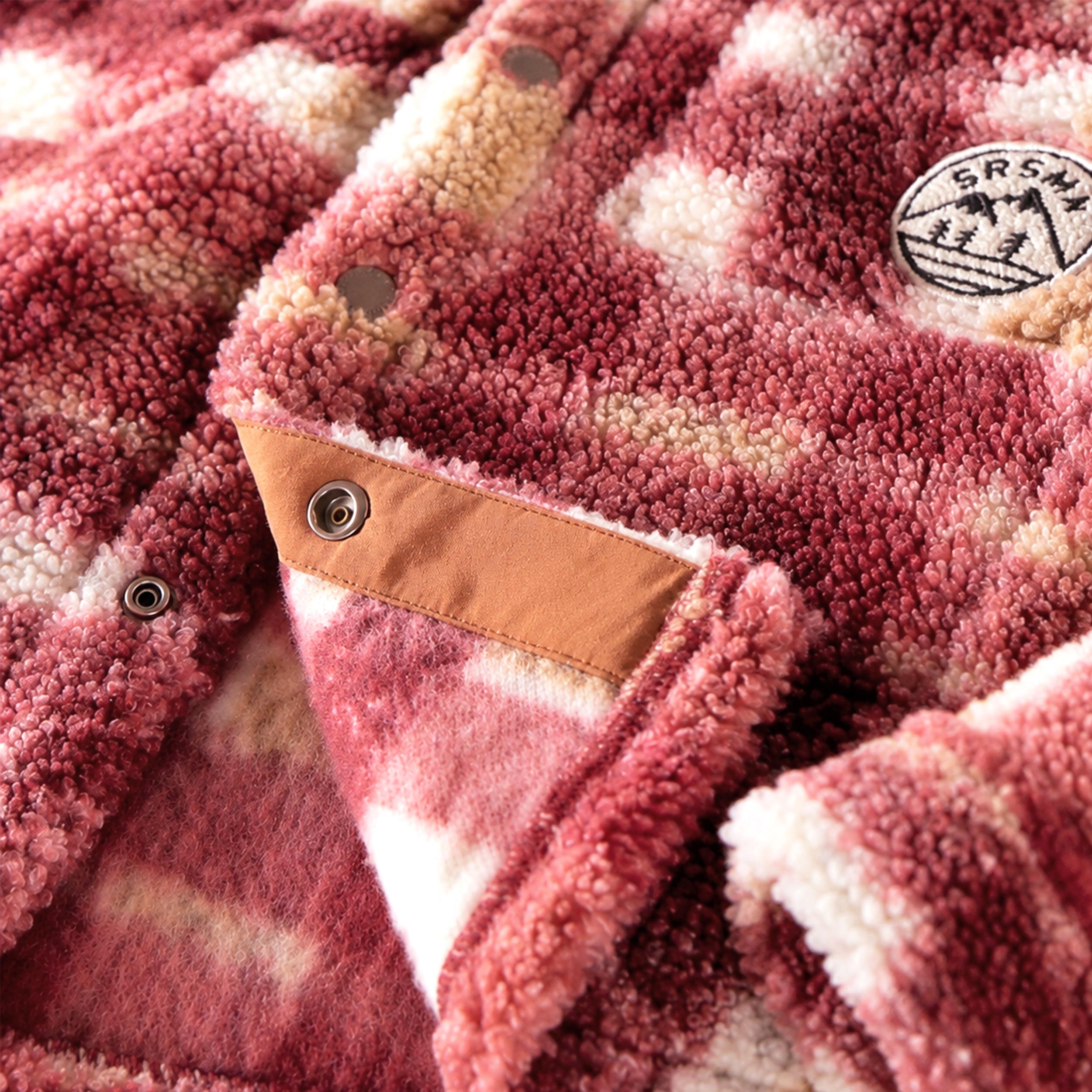 Red and cream plaid sherpa overshirt, child