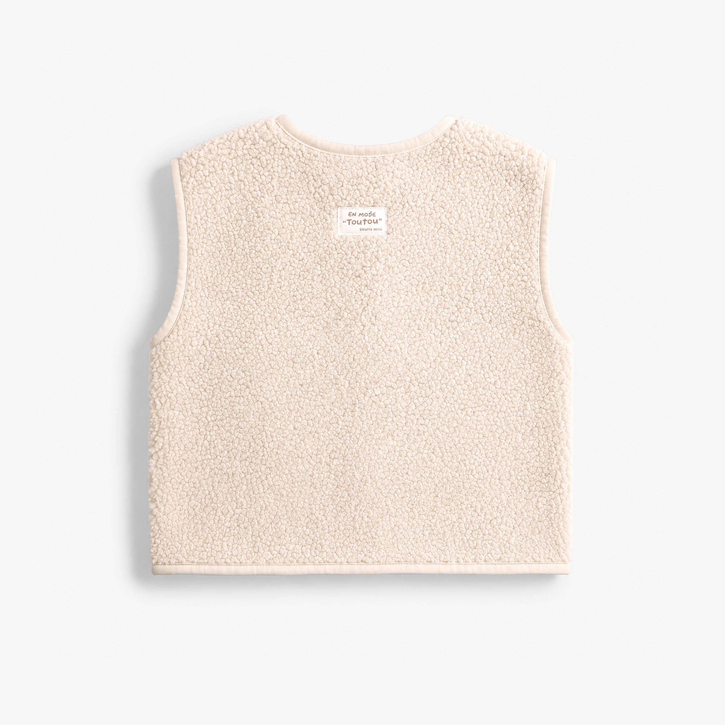 Veste sans manches en sherpa beige, bébé