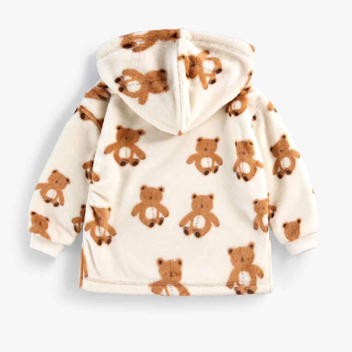 Cream teddy bear print hooded top, baby