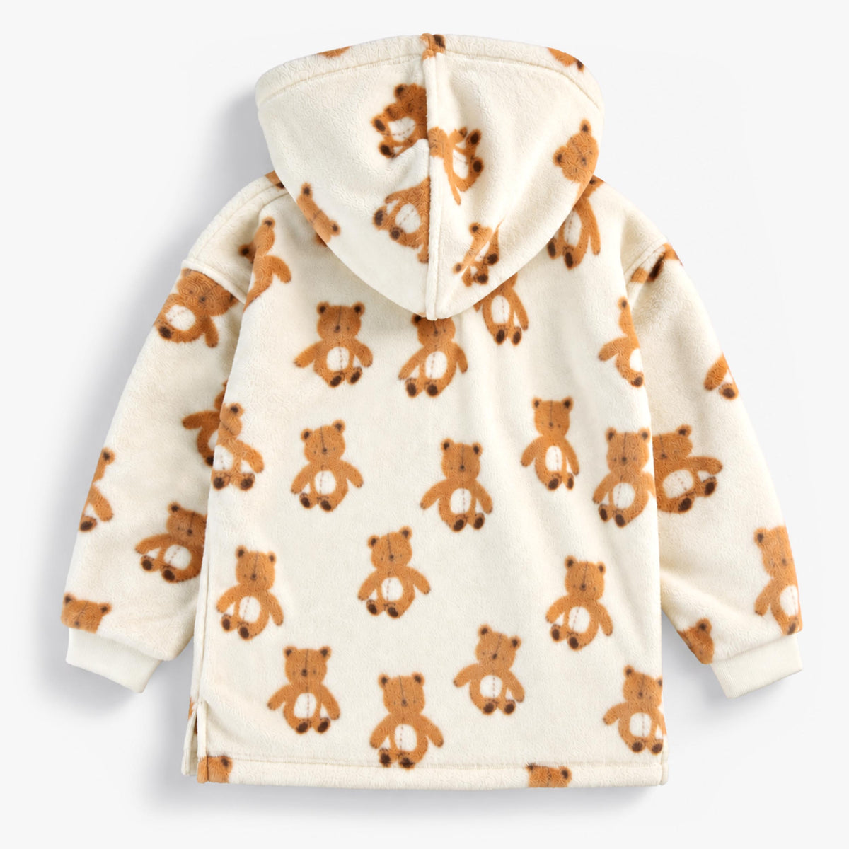 Cream teddy bear print hooded top, child