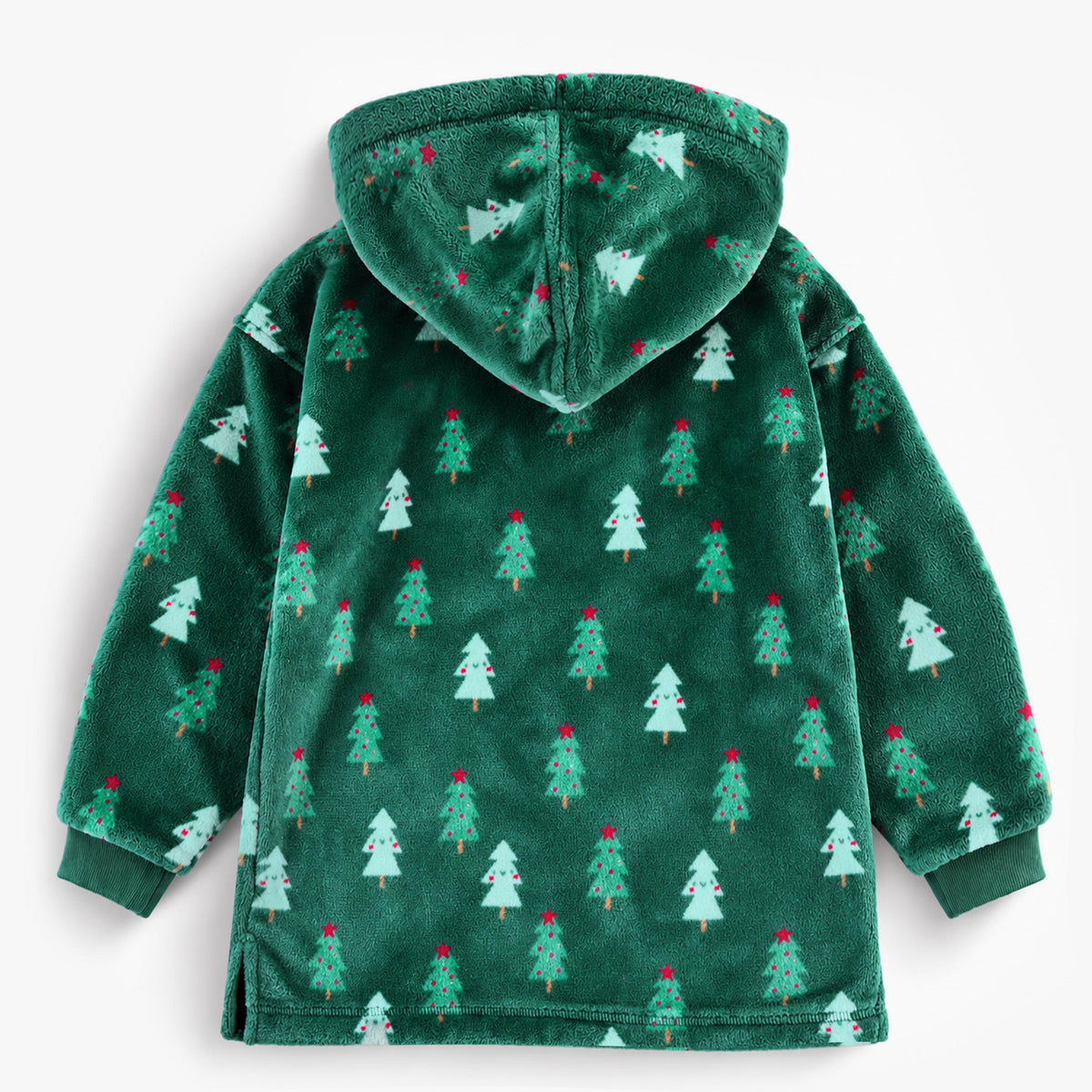 Chandail vert forêt en peluche à motifs de sapins, enfant