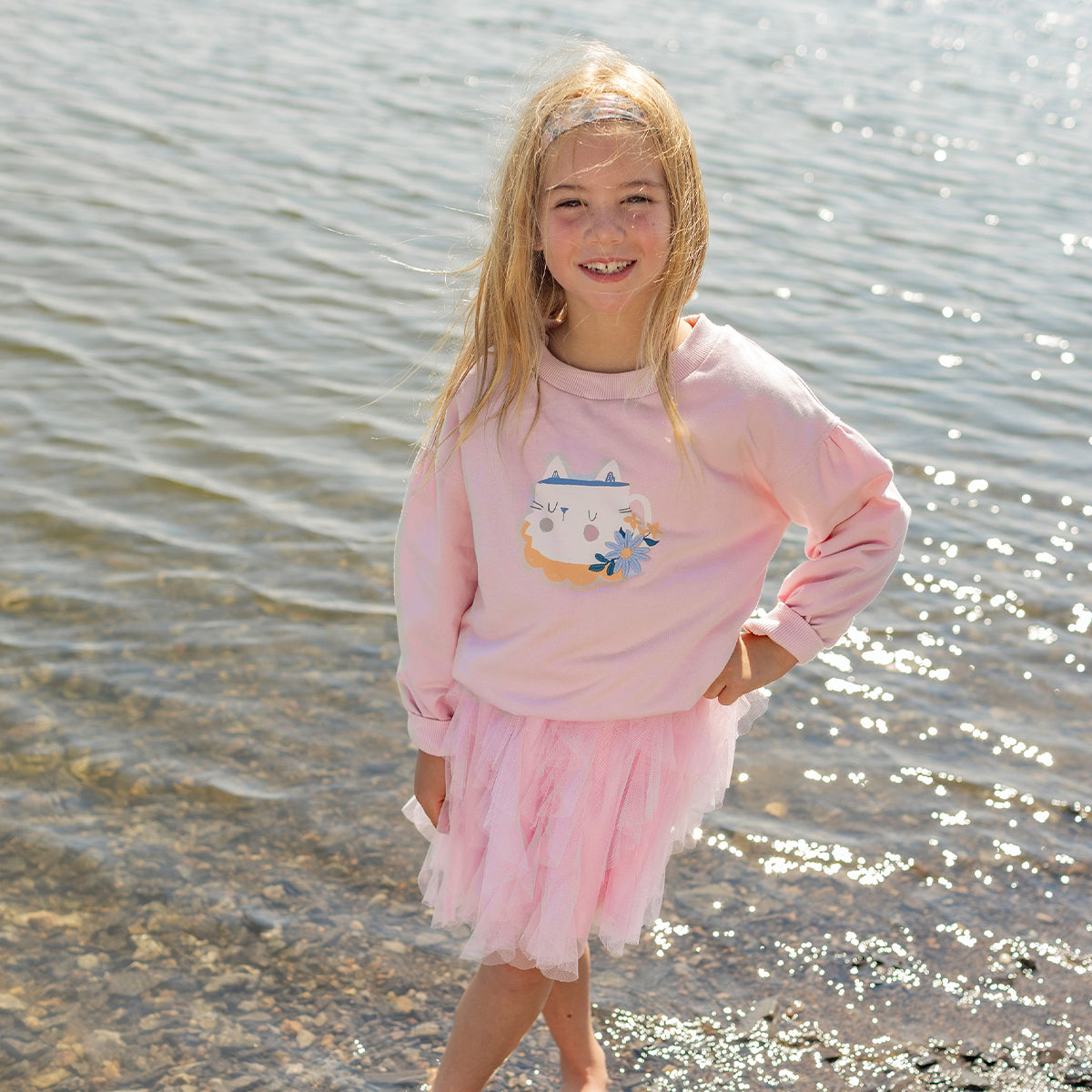 Chandail rose avec illustration, enfant