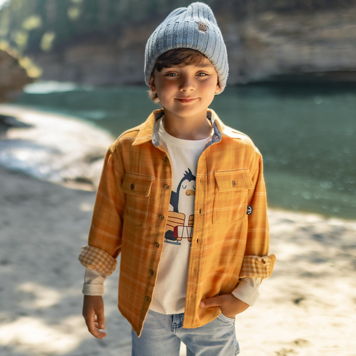 Mustard-Yellow Checkered Shirt, child