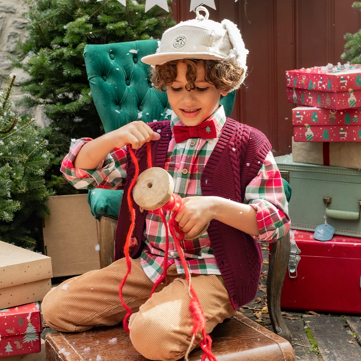 Chemise rouge et verte à carreaux en flanelle, enfant
