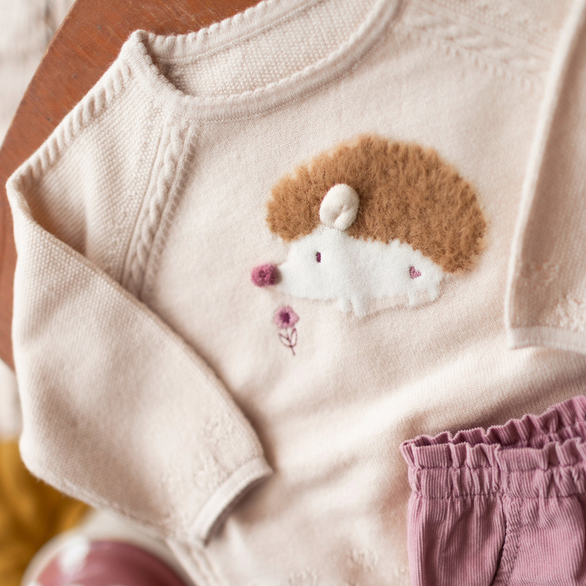 Cream hedgehog knit sweater, baby