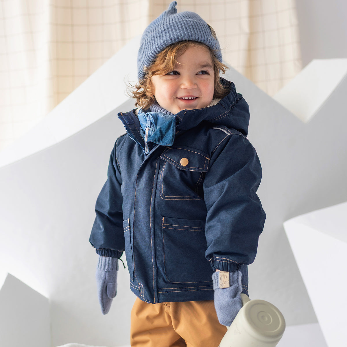 Habit de neige 3 en 1 bleu denim et ocre, bébé