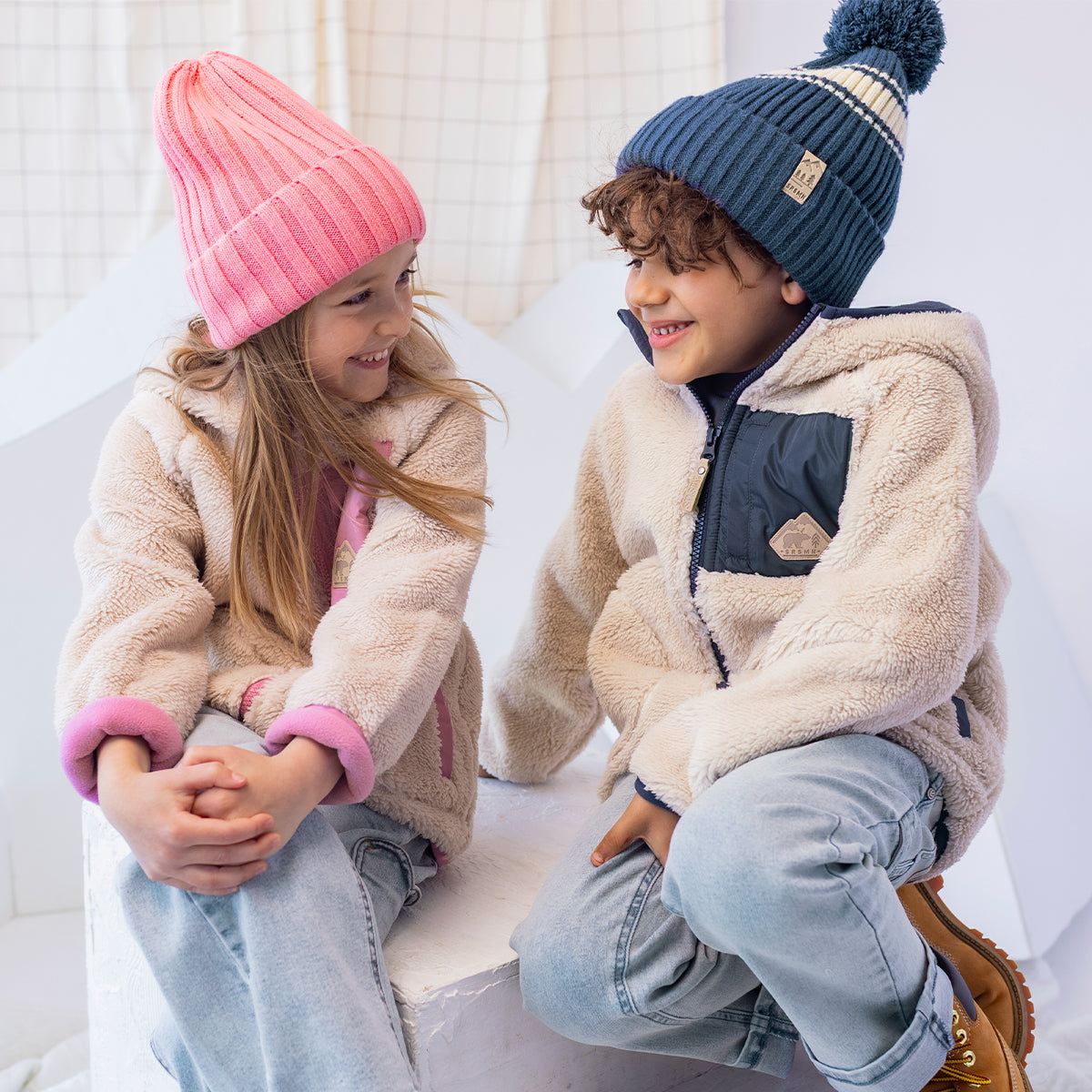 Veste crème en peluche, enfant
