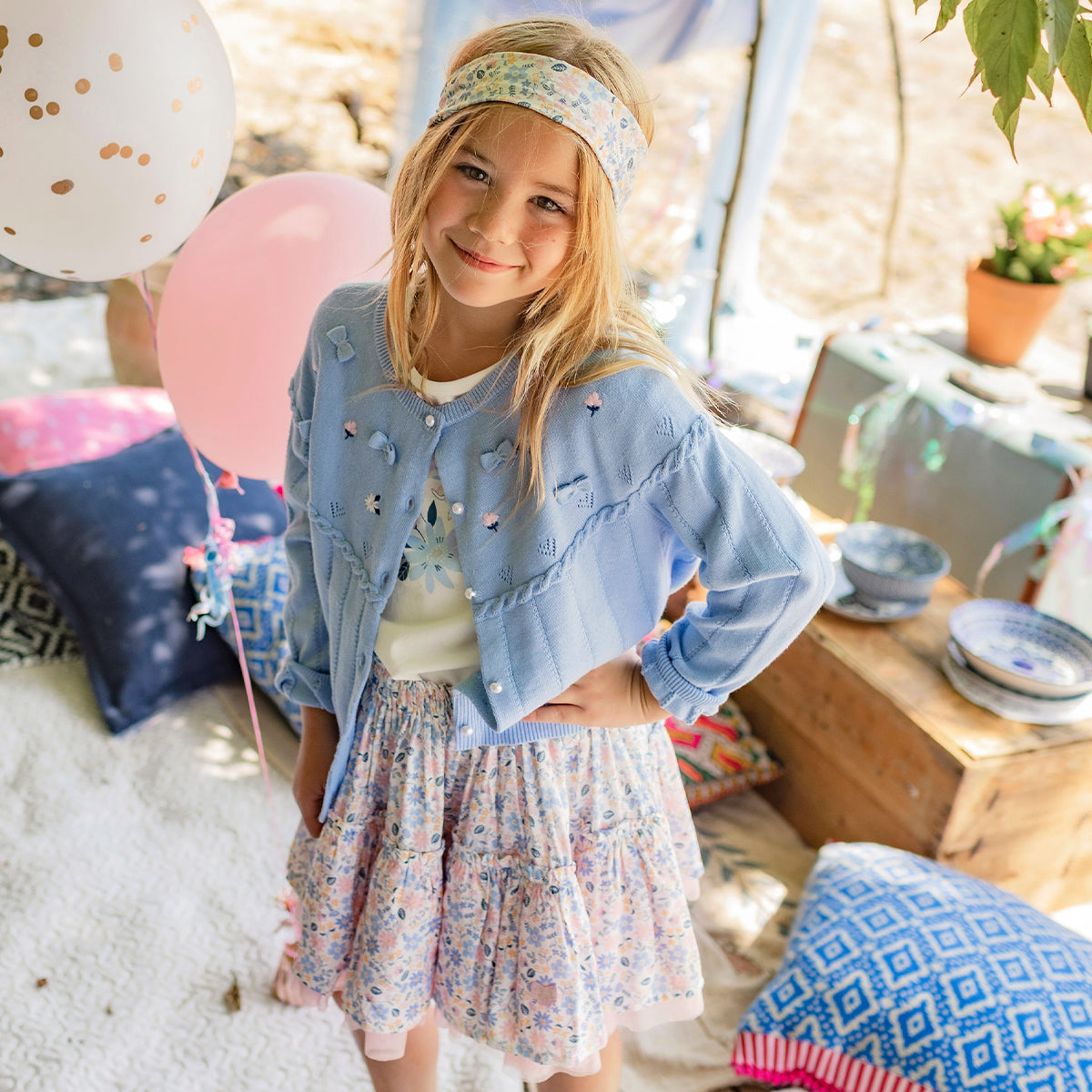 Jupe blanche à motif floral, enfant
