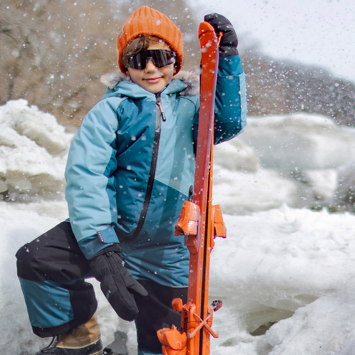 Blue One-Piece Snowsuit, child