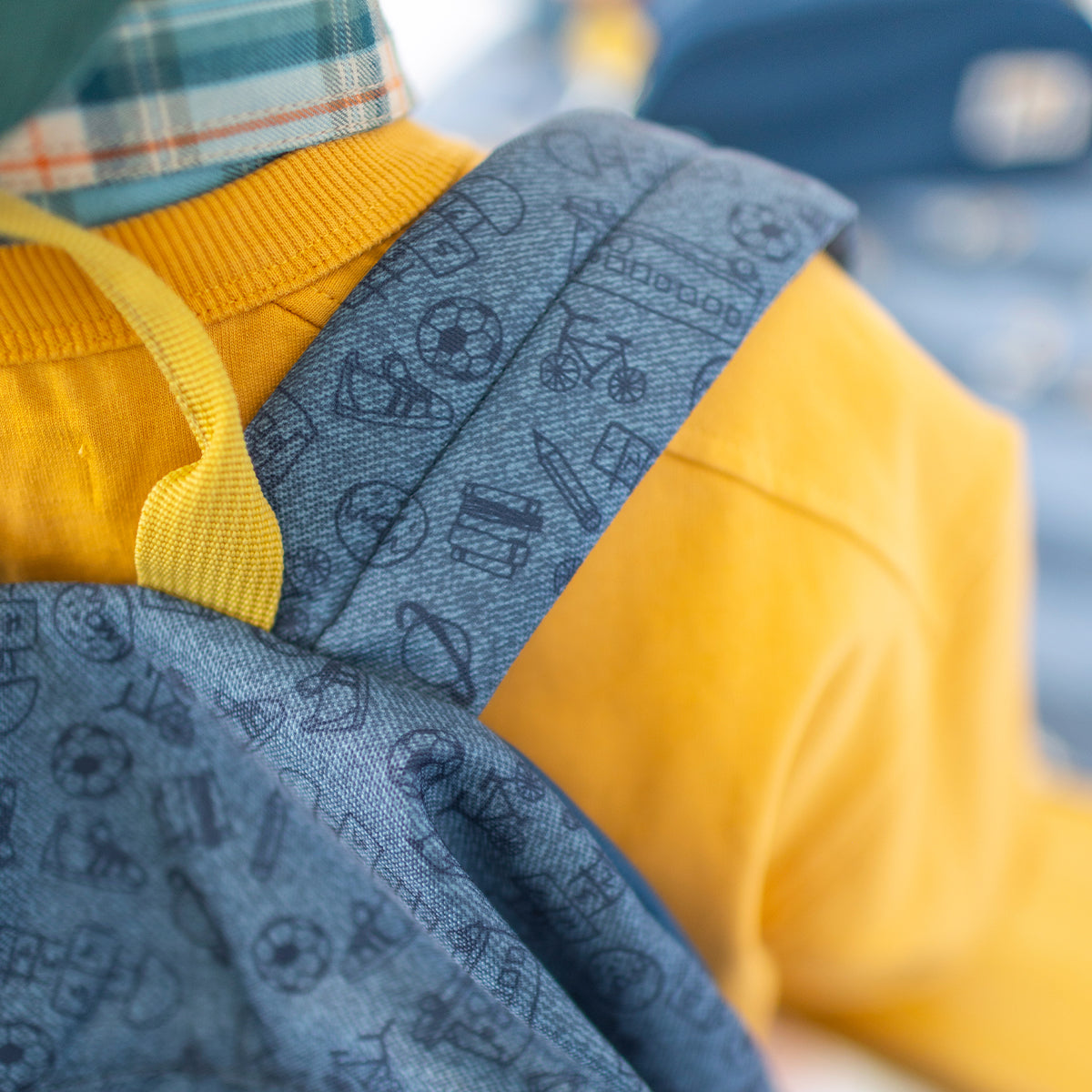 Blue printed school backpack