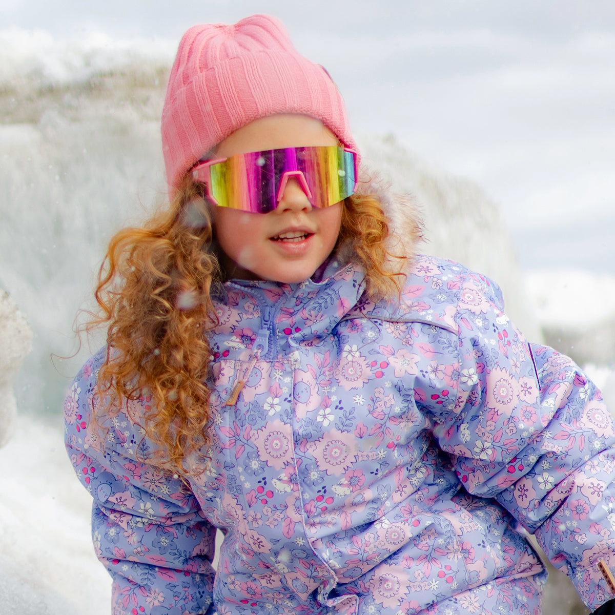 Purple Floral Two-Piece Snowsuit, child