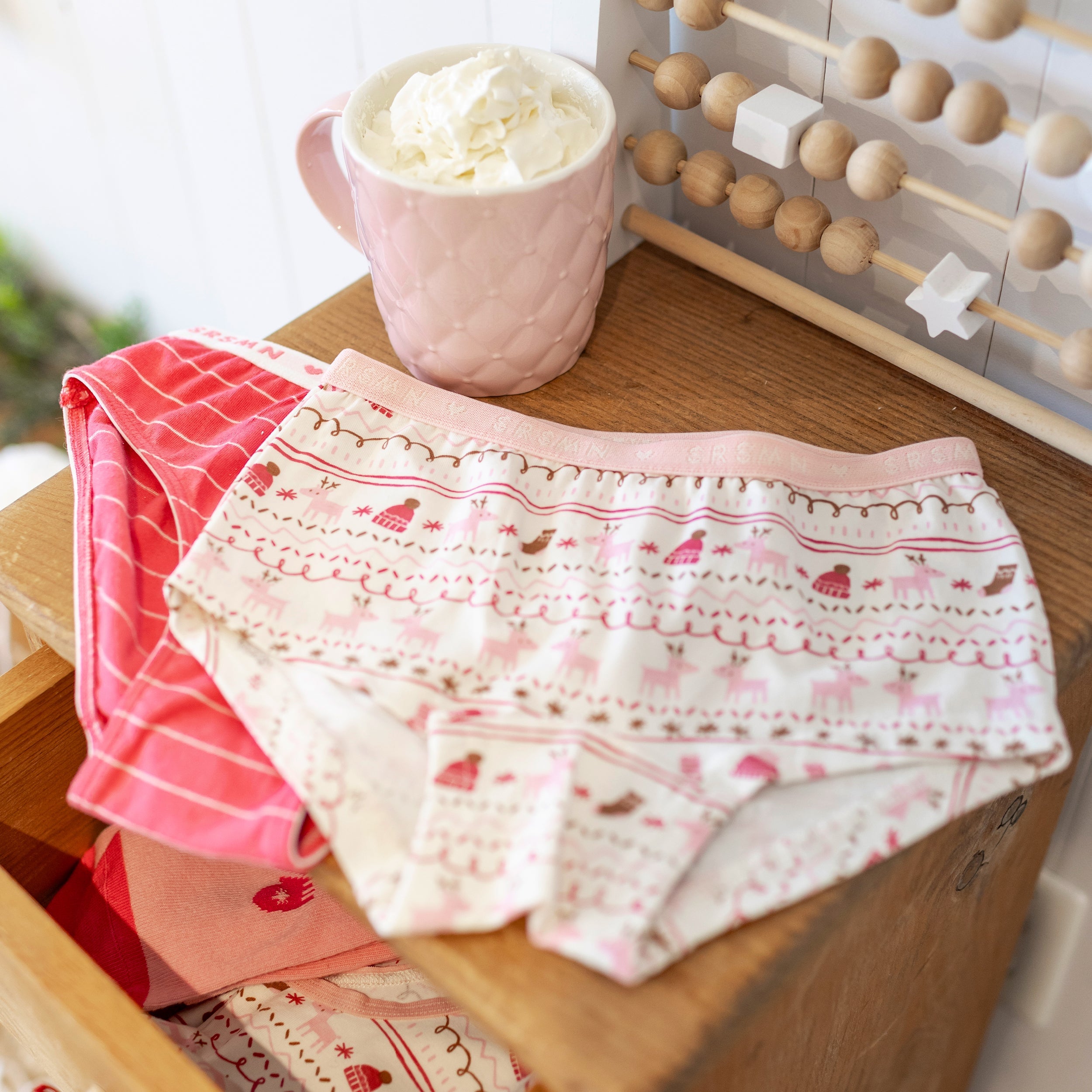 Culotte bikini rose à rayures en jersey extensible, enfant