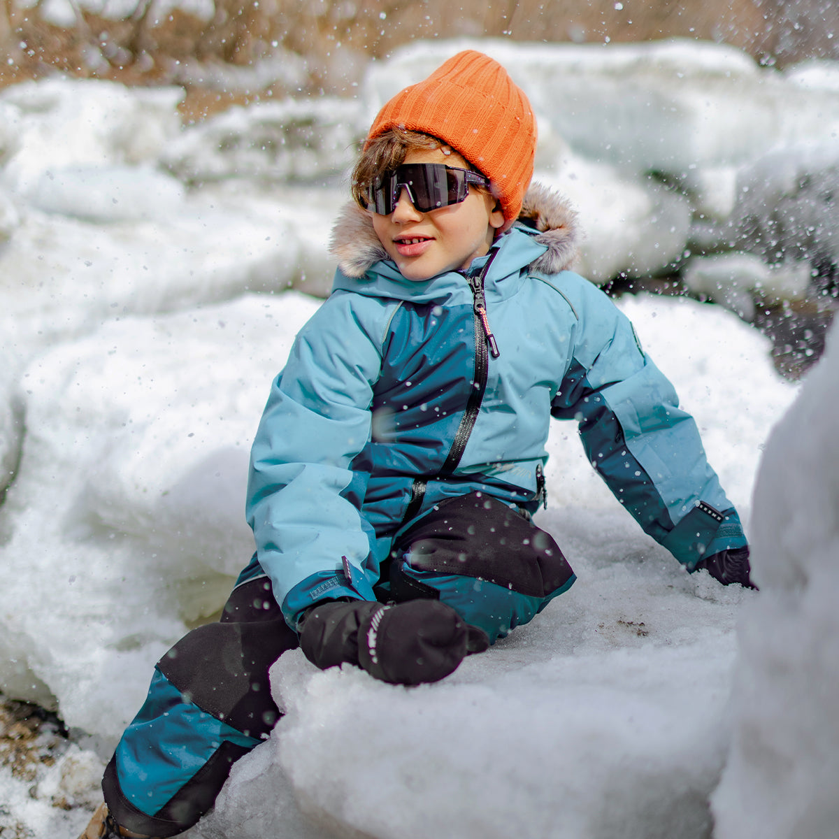 Blue One-Piece Snowsuit, child