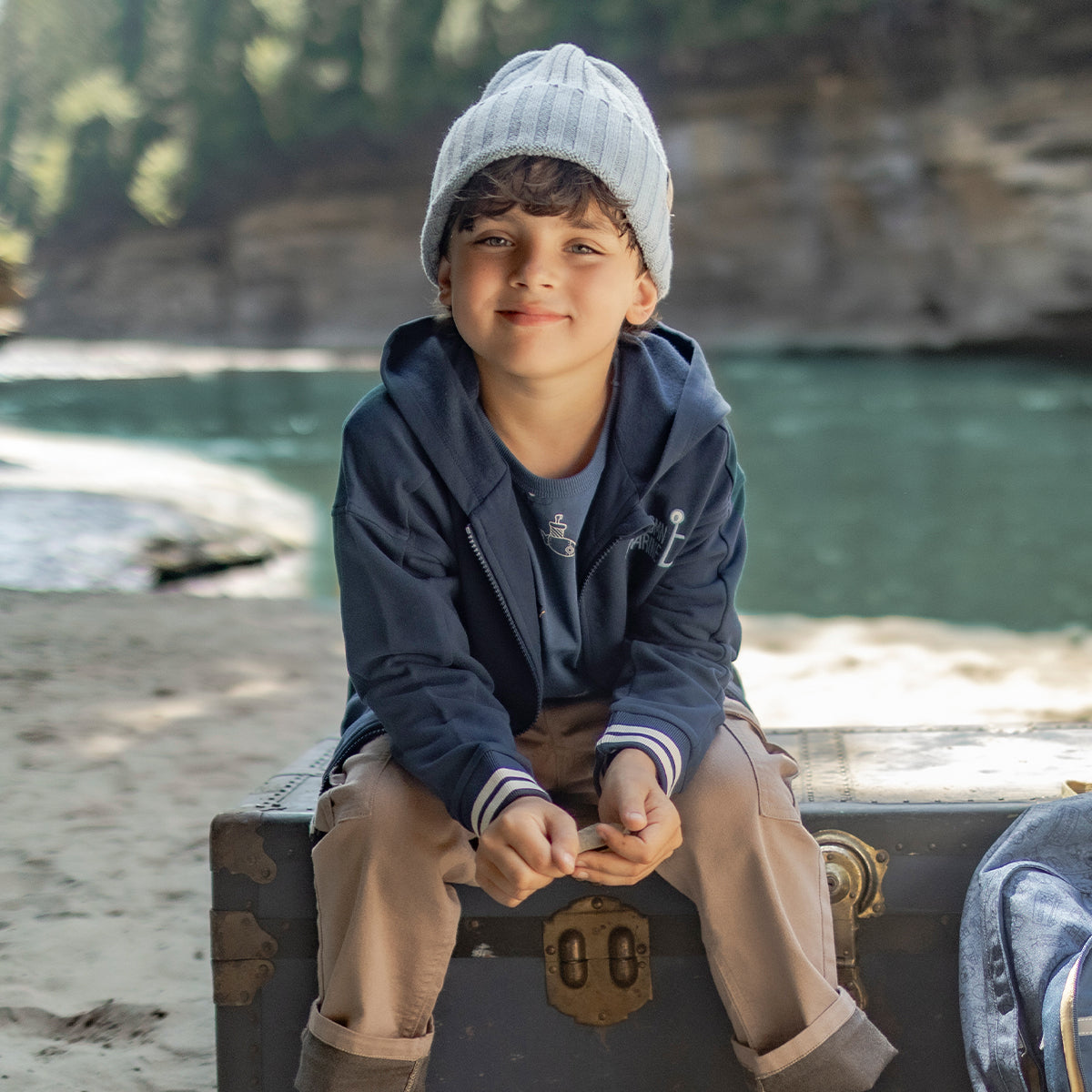 Dark blue jacket, child