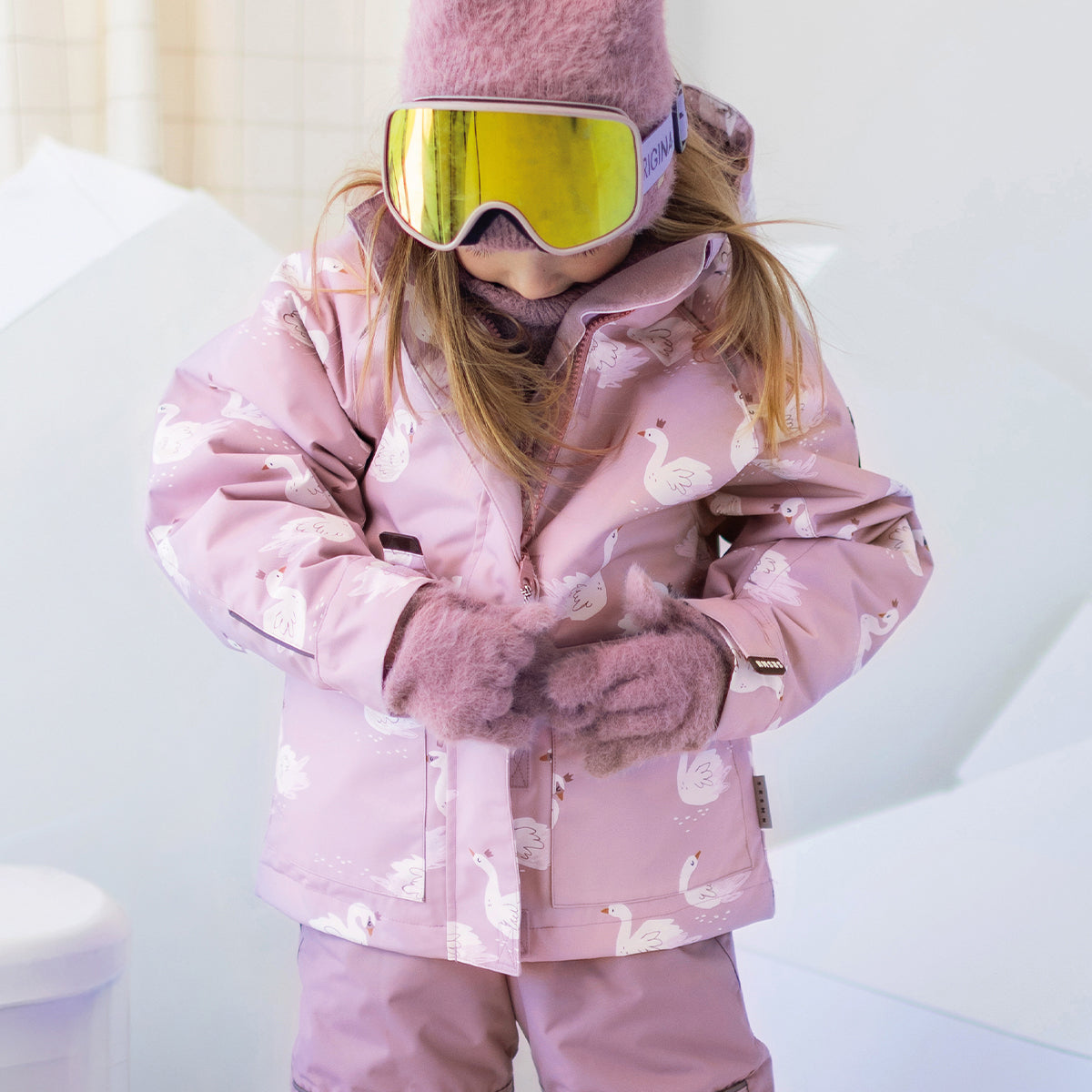 Habit de neige 3 en 1 rose à imprimé, enfant