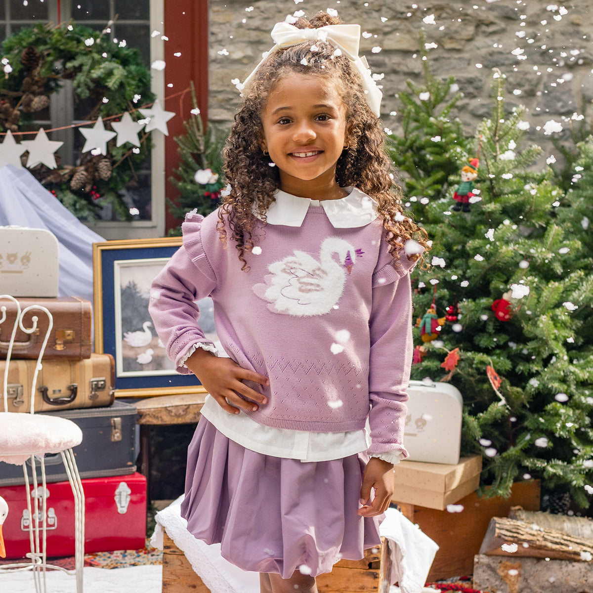 Jupe rose en taffetas avec boucle, enfant