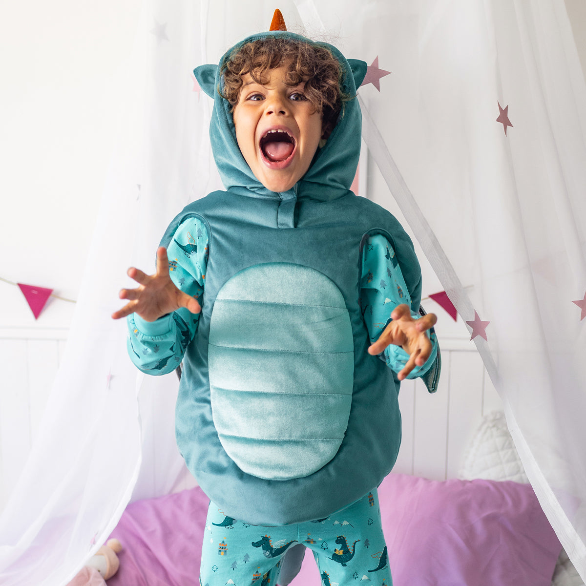 Costume vert de dragon en velours