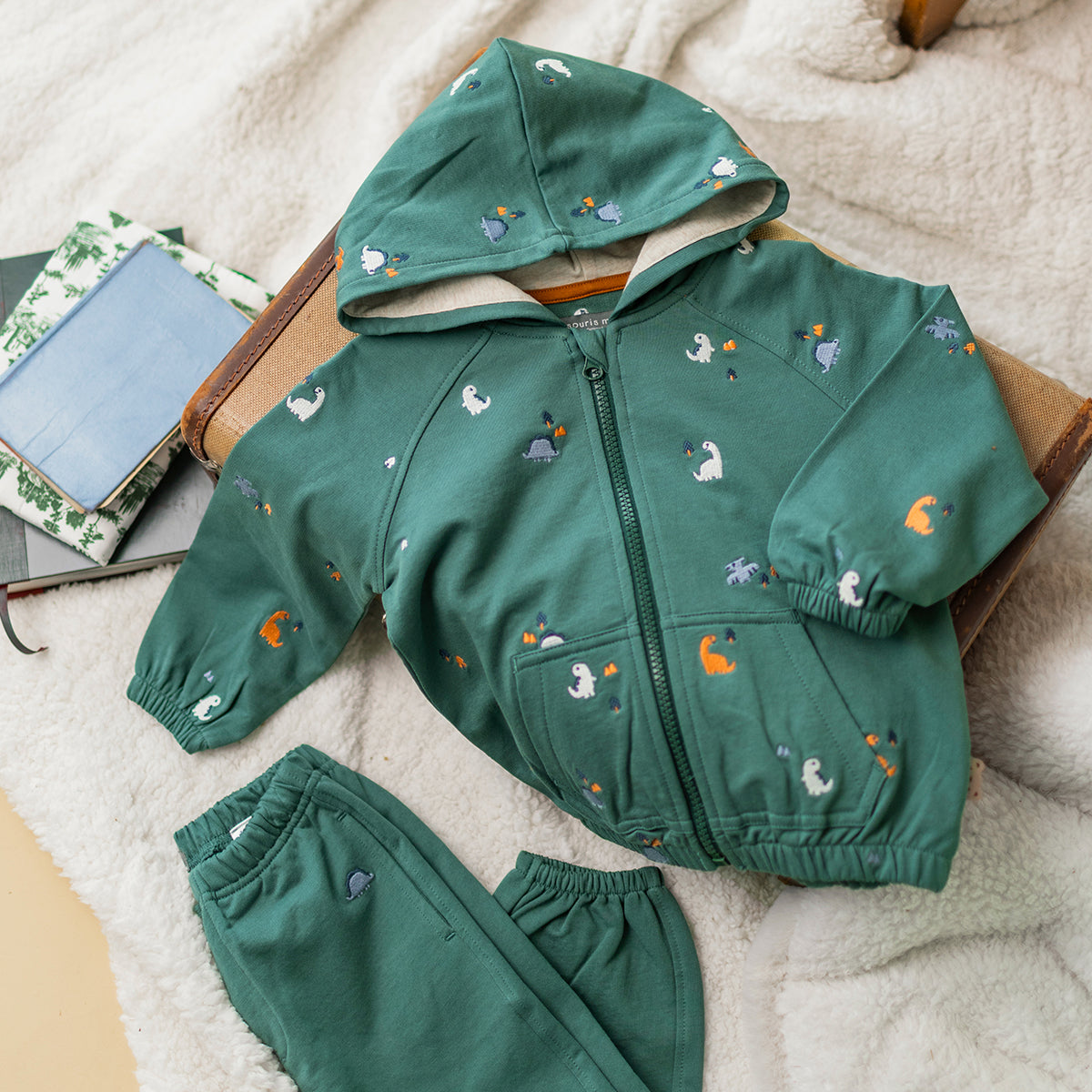 Green jogger pants, baby