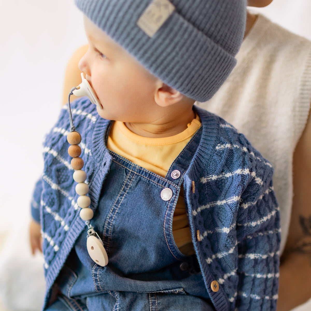 Blue striped knit cardigan, newborn