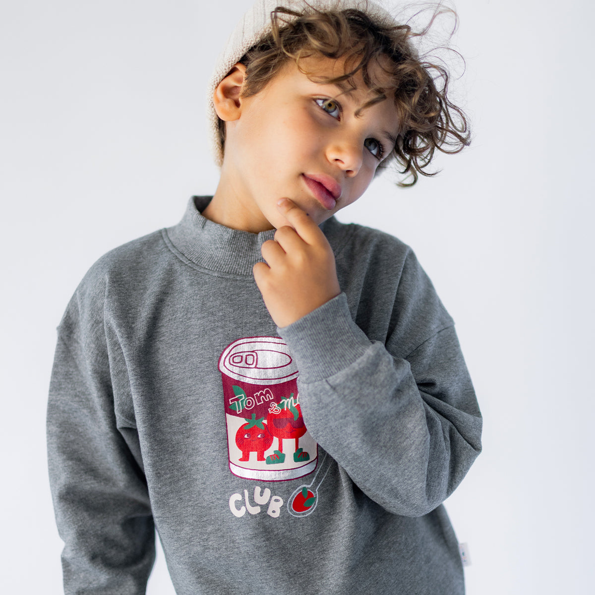 Chandail gris avec illustration, enfant