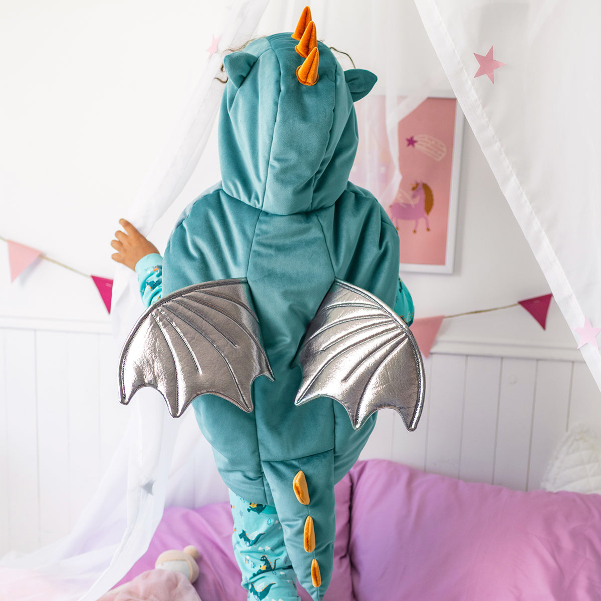 Costume vert de dragon en velours