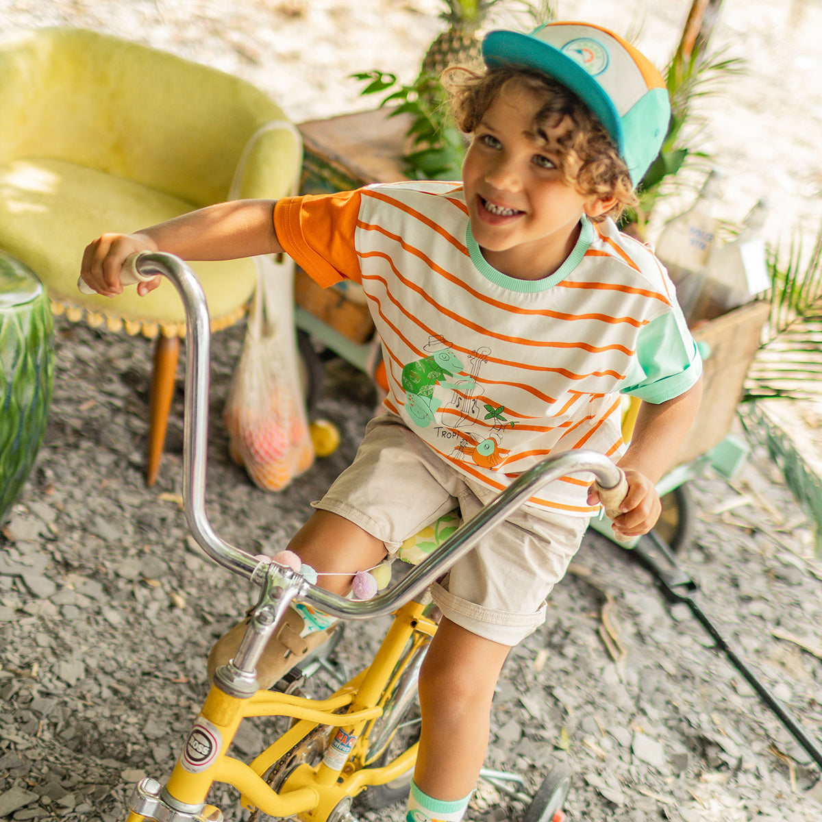 Bermuda beige en denim coupe décontractée, enfant