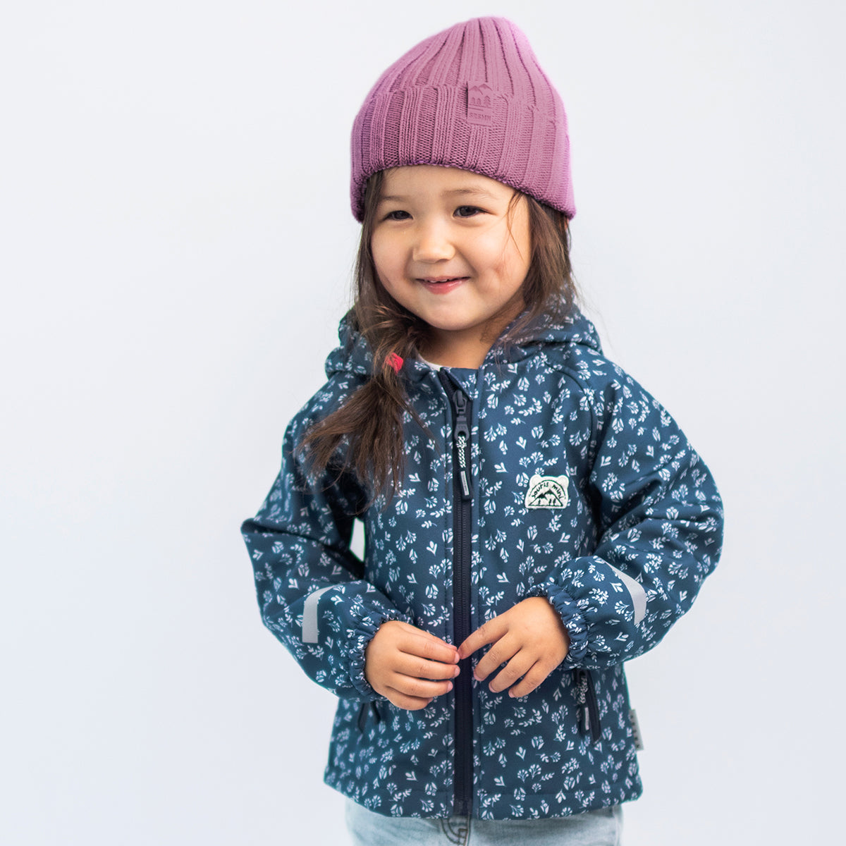 Manteau softshell bleu à imprimé floral, bébé