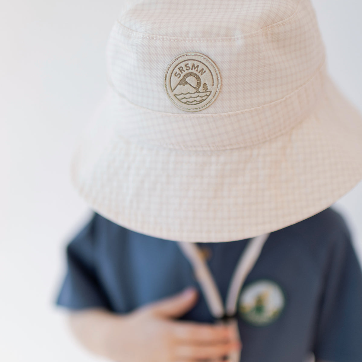 Chapeau crème à carreaux vichy, bébé