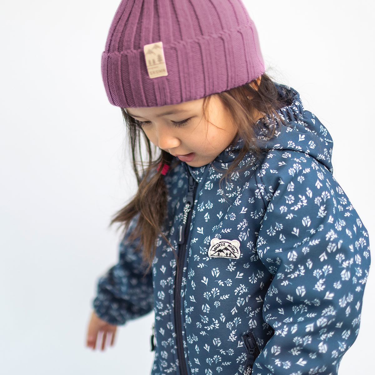 Manteau softshell bleu à imprimé floral, bébé