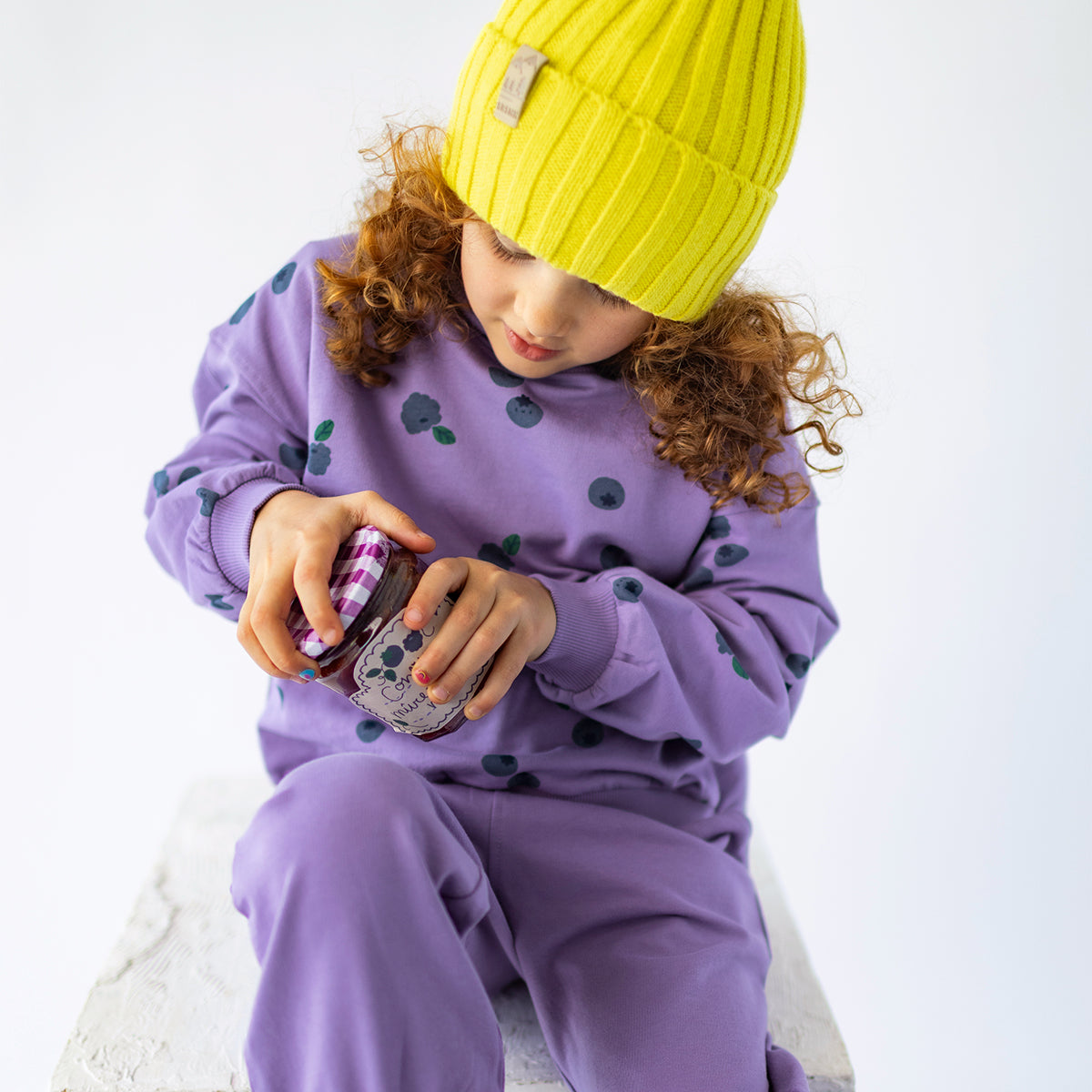 Purple hoodie with print, child