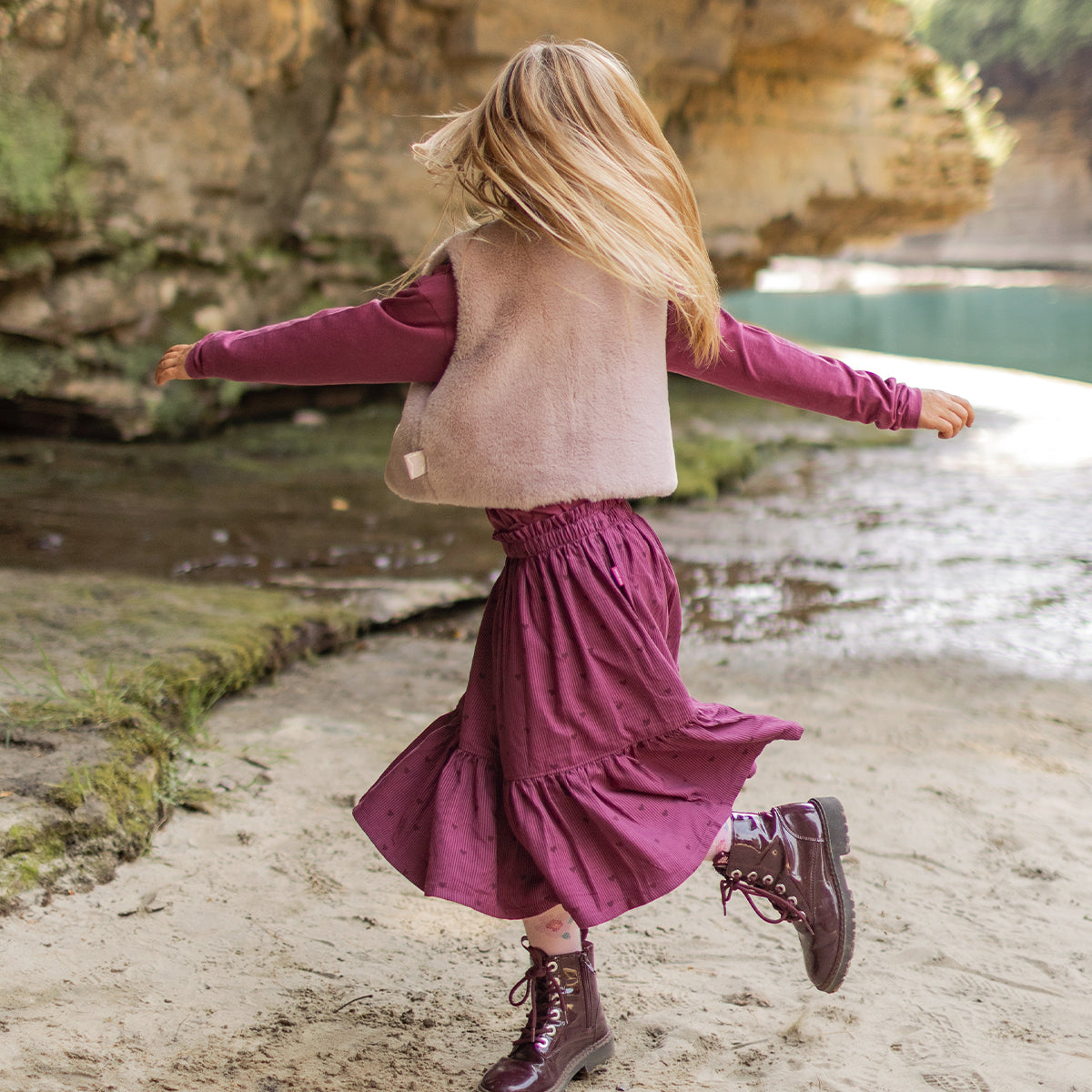 Jupe prune à volants en viscose, enfant