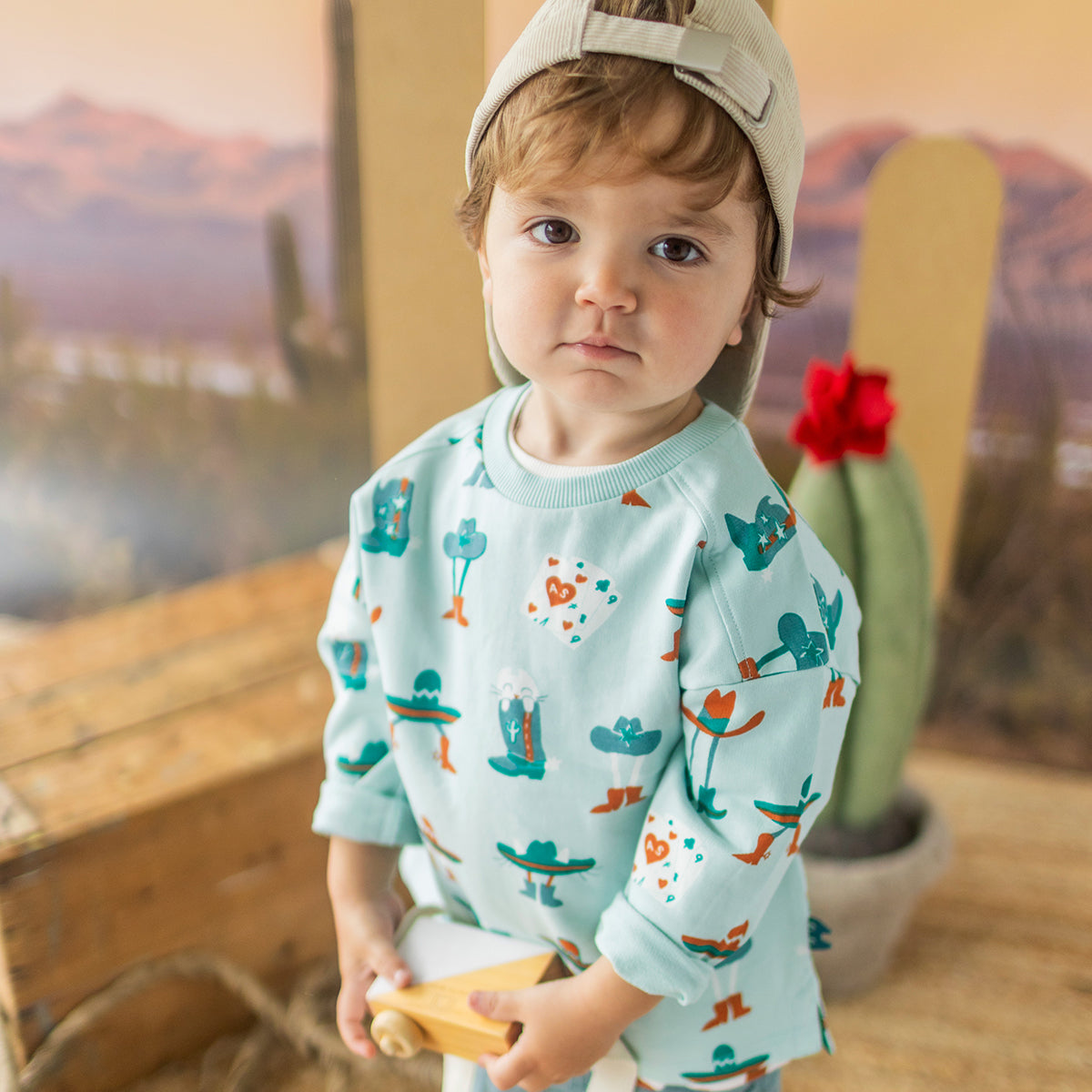 Chandail turquoise à motifs western, bébé