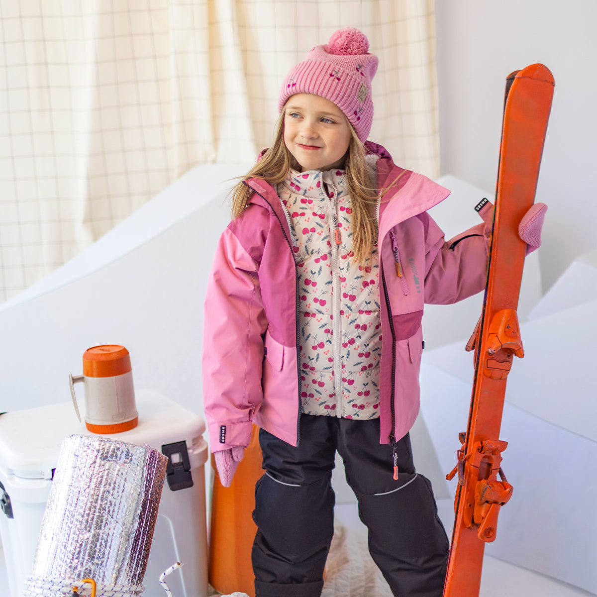 Habit de neige 3 en 1 rose et noir, enfant