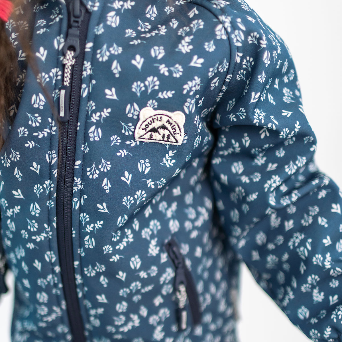 Manteau softshell bleu à imprimé floral, bébé