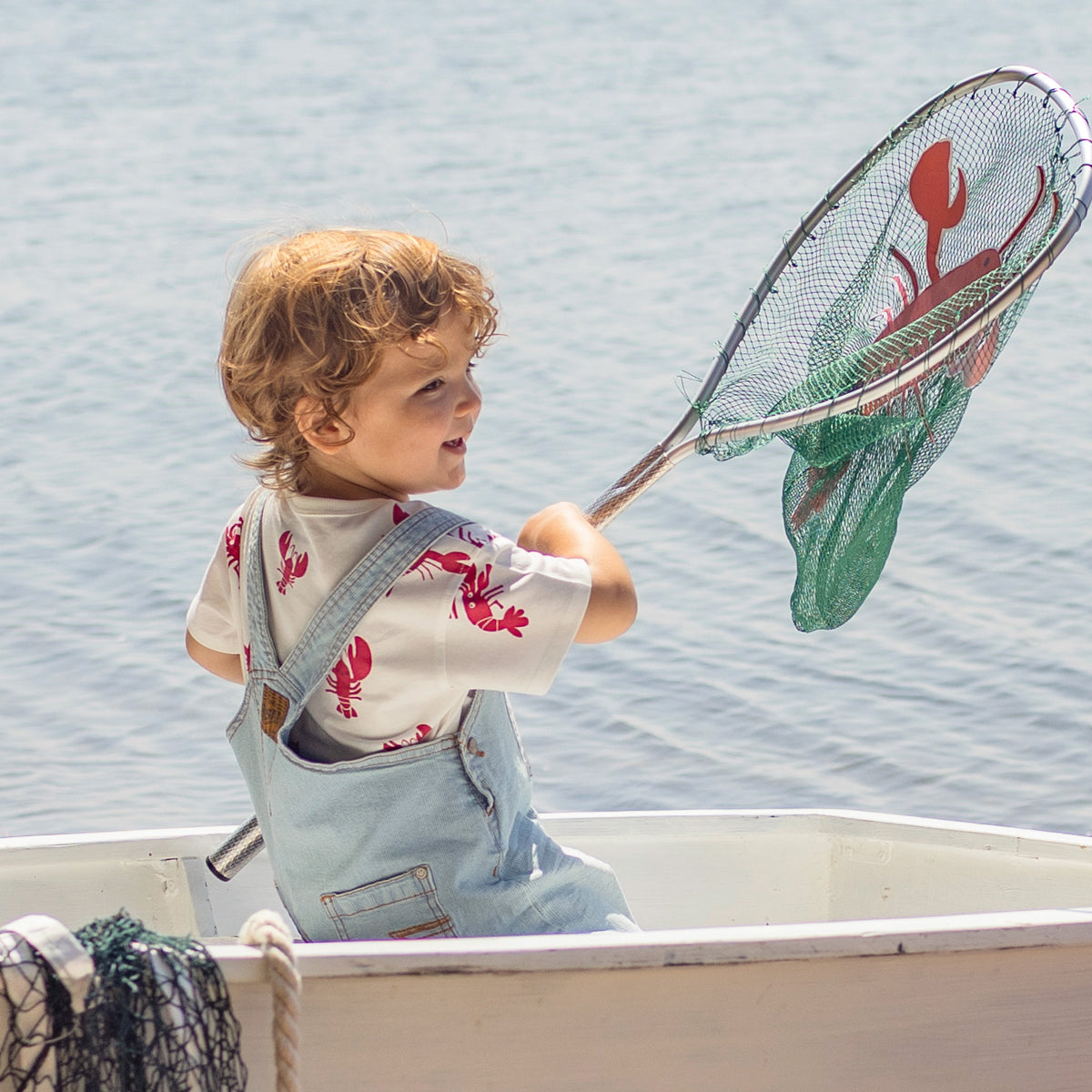 Cream T-shirt with lobster all over print, baby