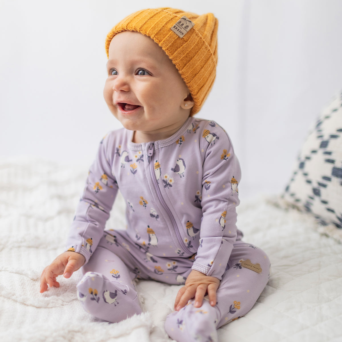 Purple duck print one-piece pyjama, newborn