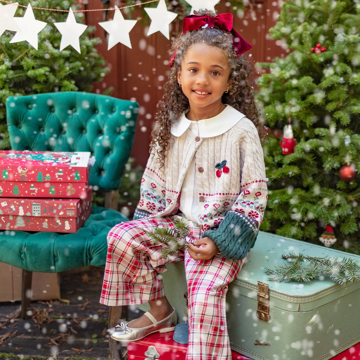 Pantalon rouge et crème à carreaux en flanelle, enfant