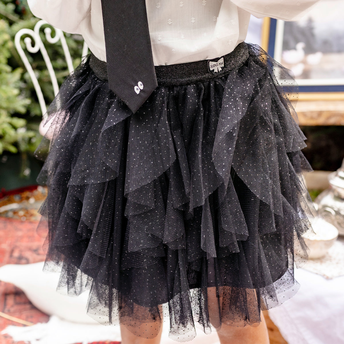 Jupe noire brillante en tulle, enfant fille