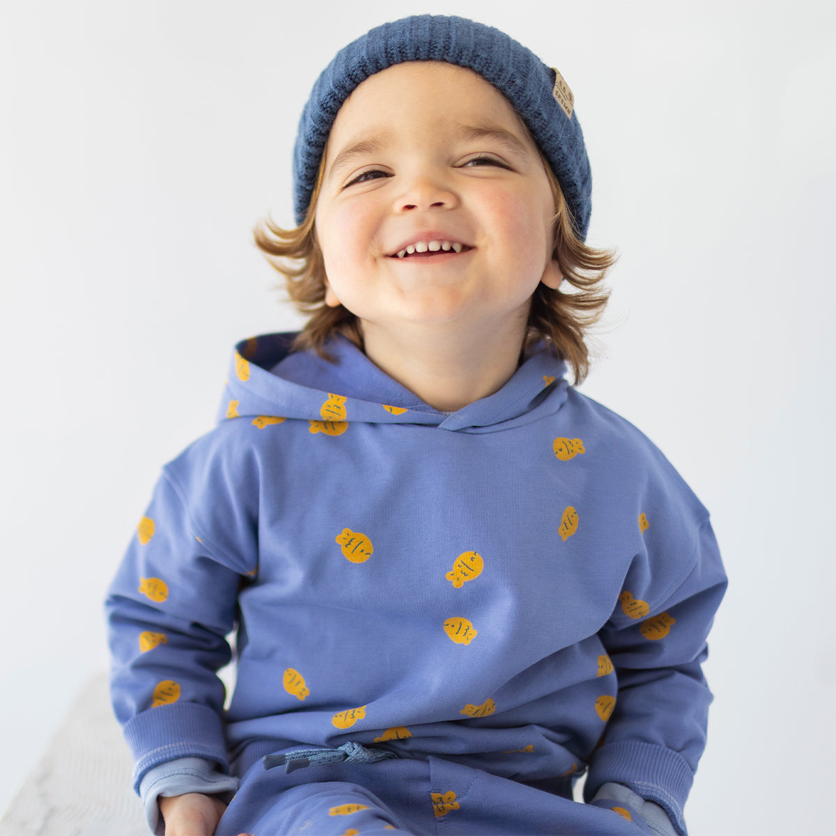 Blue hoodie with print, baby