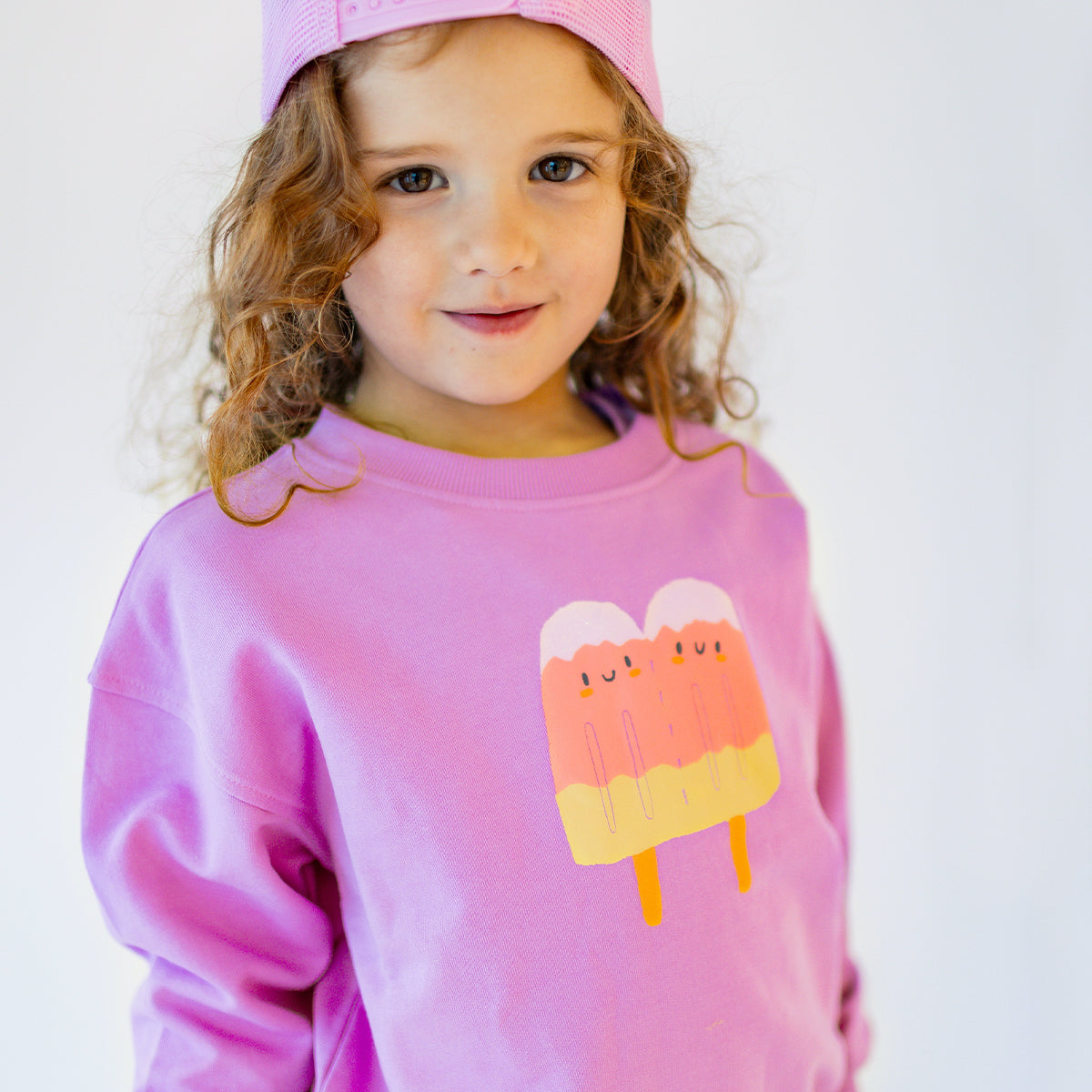 Chandail mauve avec illustration, enfant