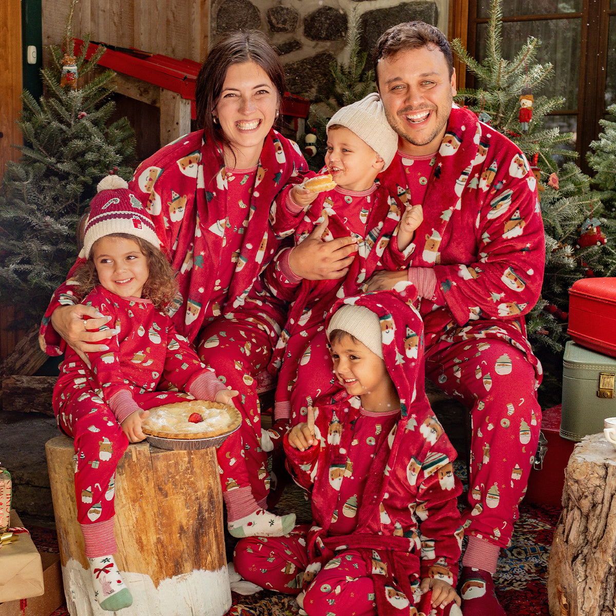 Red pajama with festive all over print, child