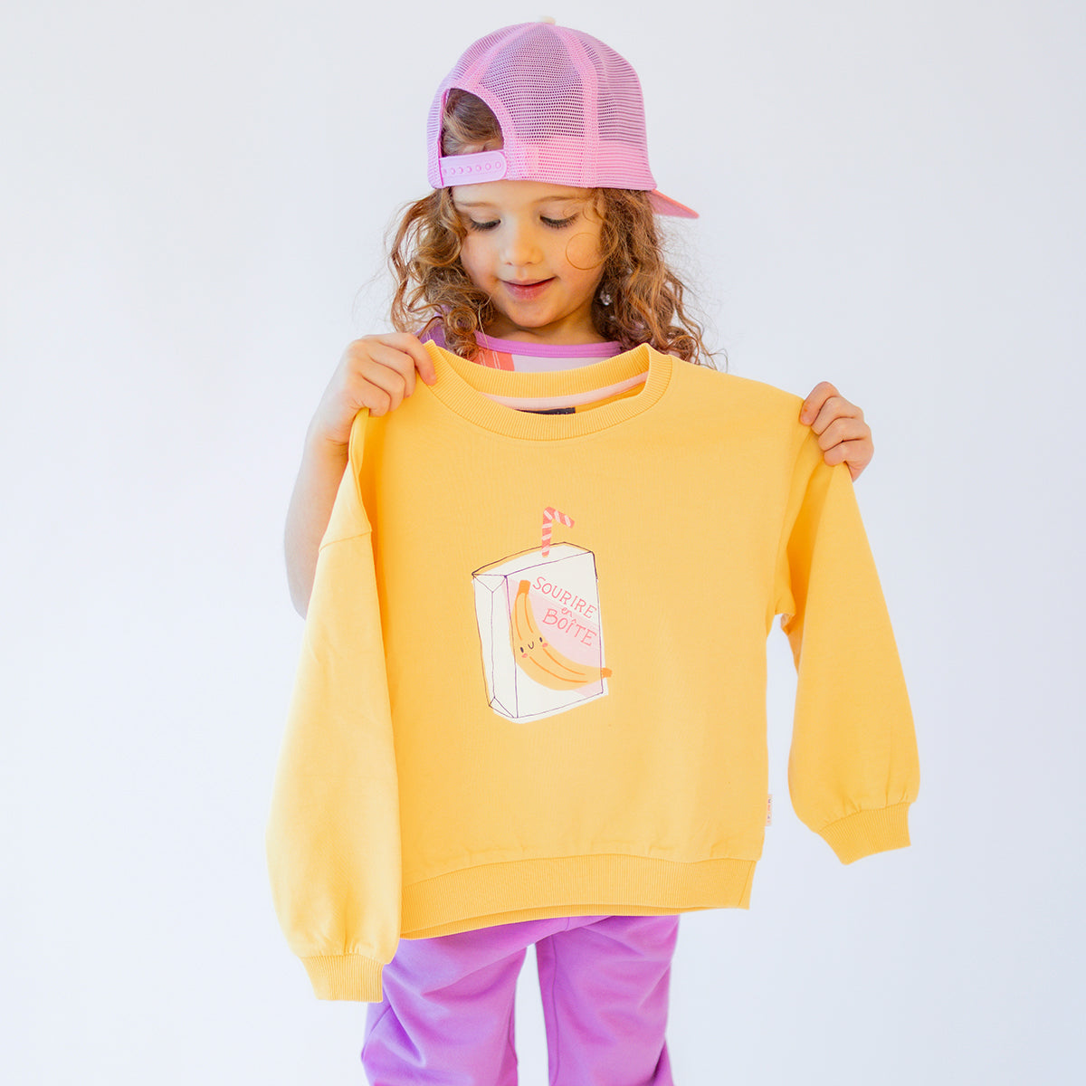 Chandail jaune avec illustration, enfant