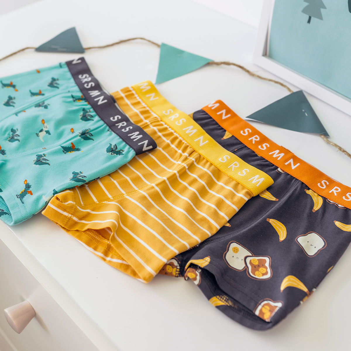 Yellow striped fitted boxer briefs, child