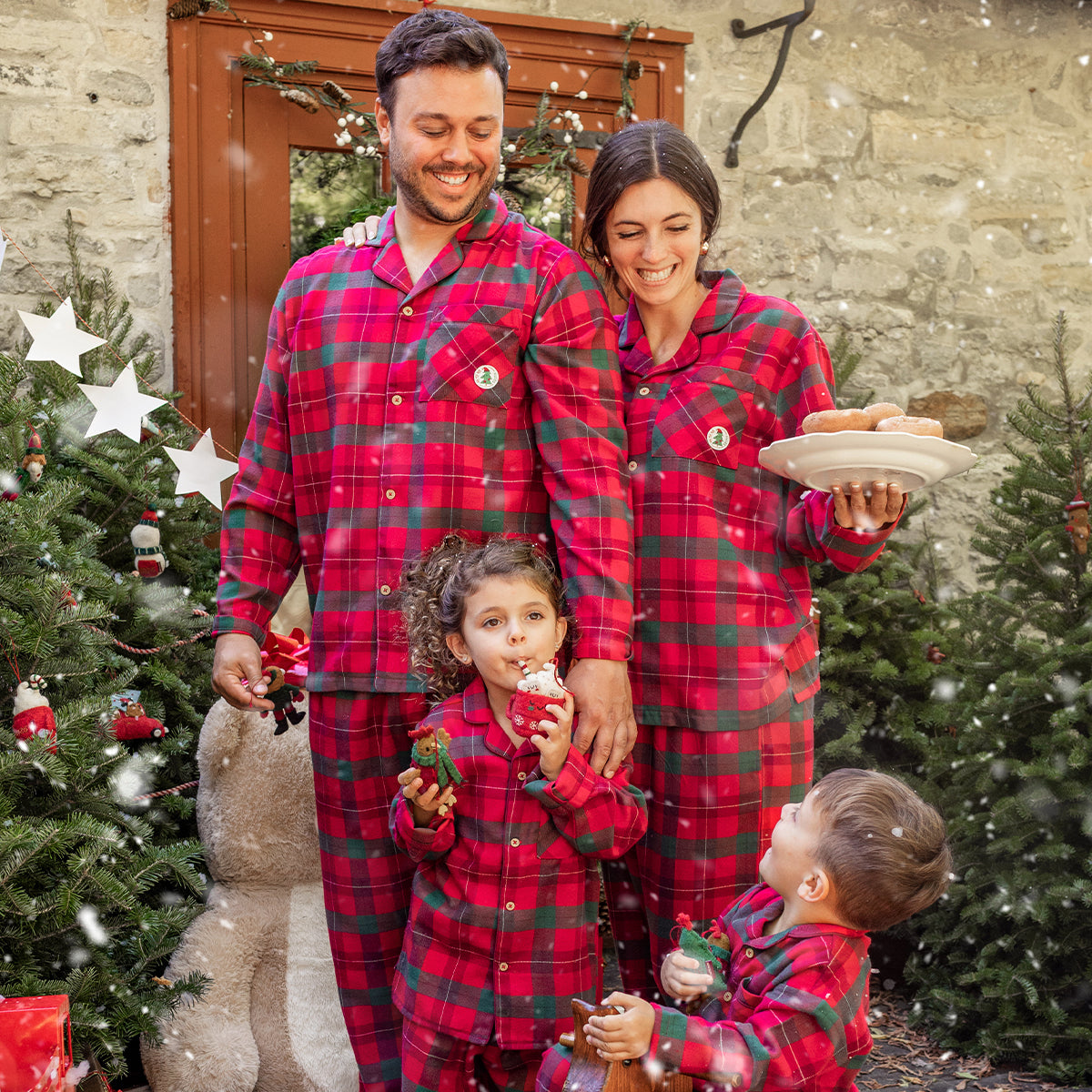 Haut de pyjama à carreaux rouge et vert en flanelle, adulte